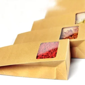 10*23.5*6cm 20pcs Quality packaging Kraft paper Stand Up bag Food Square window box Bags of nuts/Tea/Cake/Cookies/Coffee bags